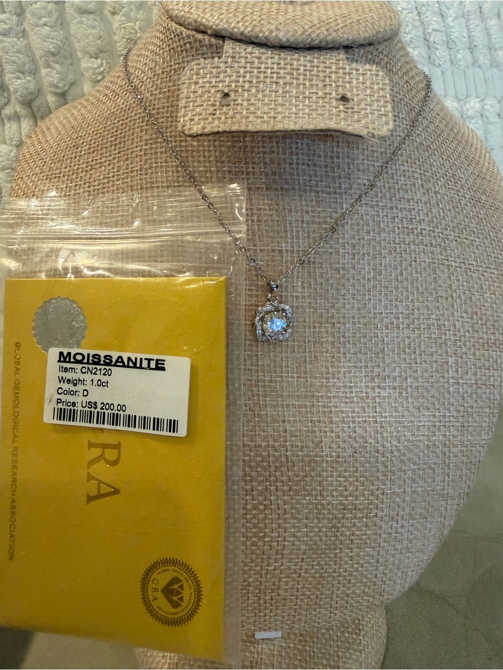 NEW Authentic Moissanite Halo Pendant Necklace
